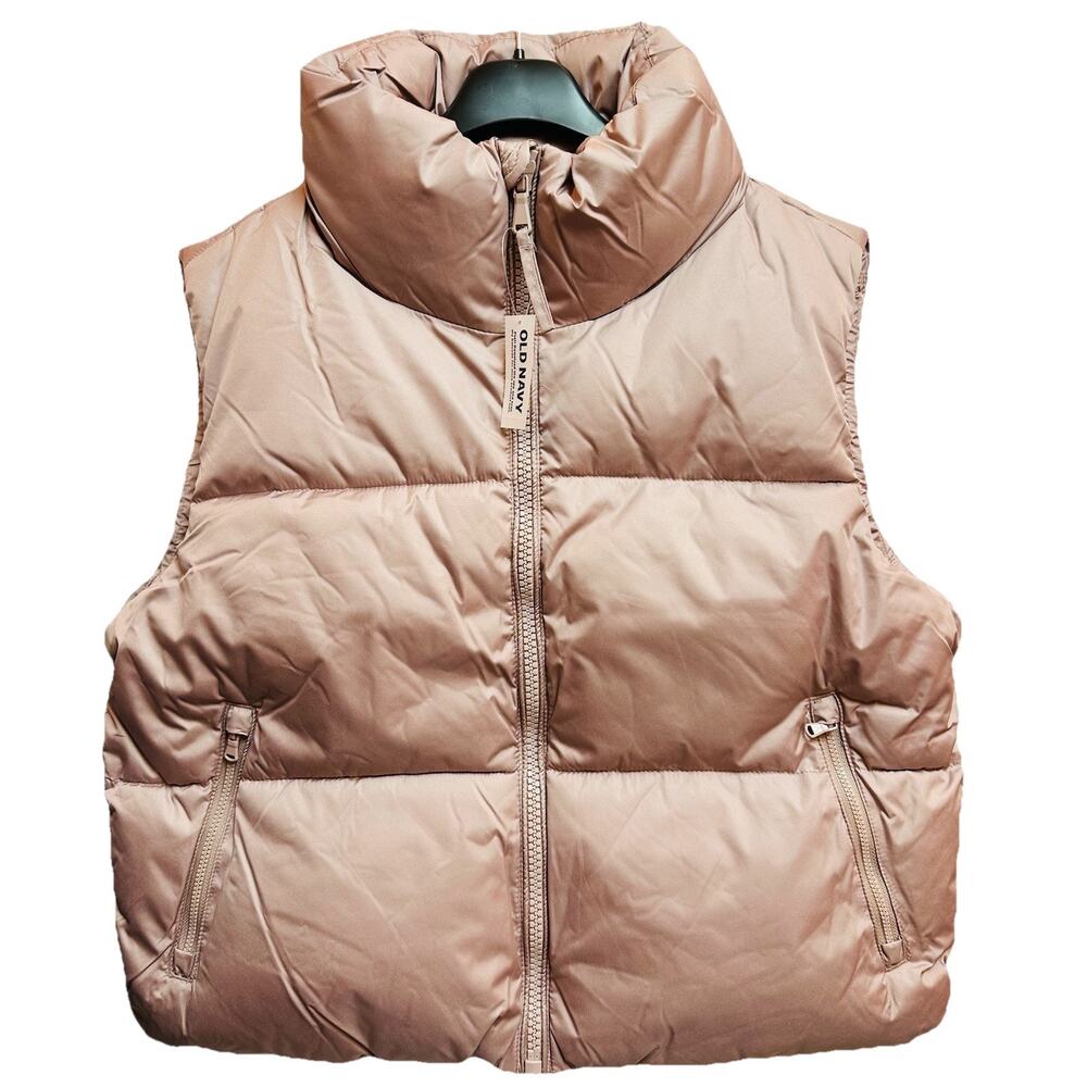 NEW Old Navy Vest Jacket Small Petite Mauve Pink Full Zip Pocket Puffer Womens